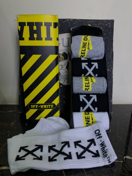 Off White Designer Socks Set 6 Pairs