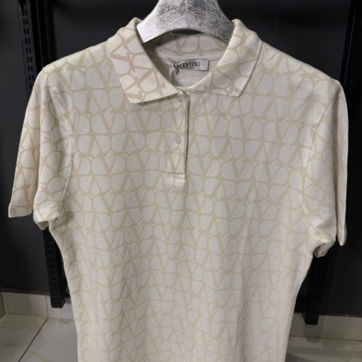 Valentino Cream Monogram White Polo Shirt - Image 2