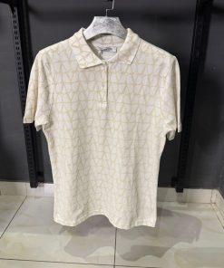 Valentino Cream Monogram White Polo Shirt