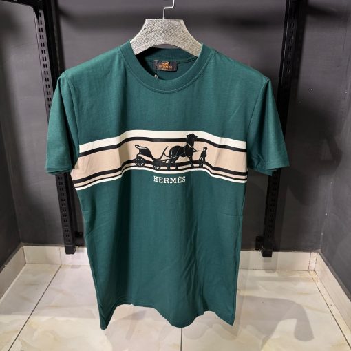 Hermes Classic Horse Carriage Green T Shirt