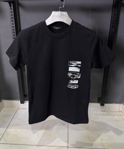 Dior White Logo Stack Black T Shirt