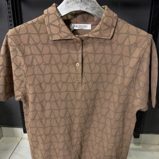 Valentino Beige Monogram Brown Polo Shirt - Image 2