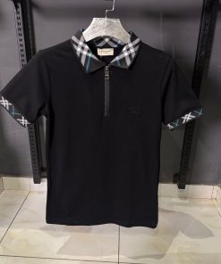 Burberry Black Check Collar Polo Shirt