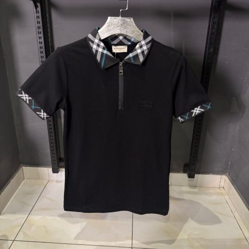 Burberry Black Check Collar Polo Shirt
