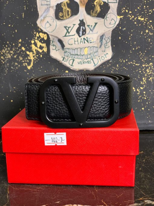 VL Black Logo Signature Leather Belt - Image 3