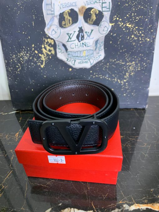 VL Black Logo Signature Leather Belt - Image 2
