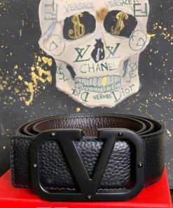 VL Black Logo Signature Leather Belt