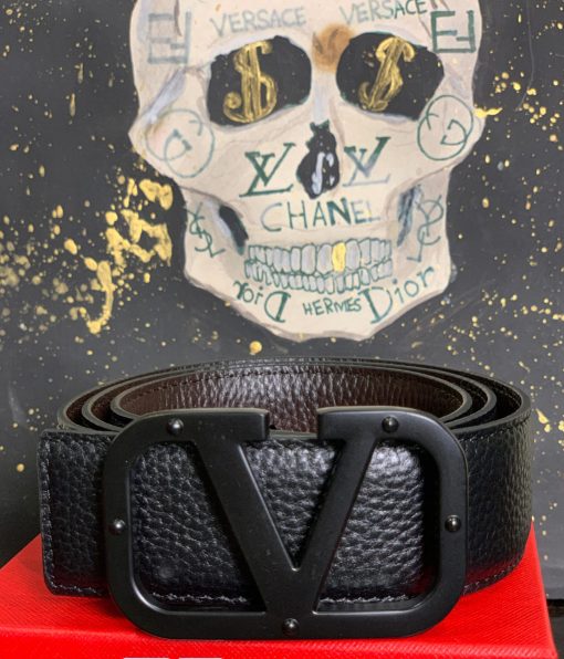 VL Black Logo Signature Leather Belt