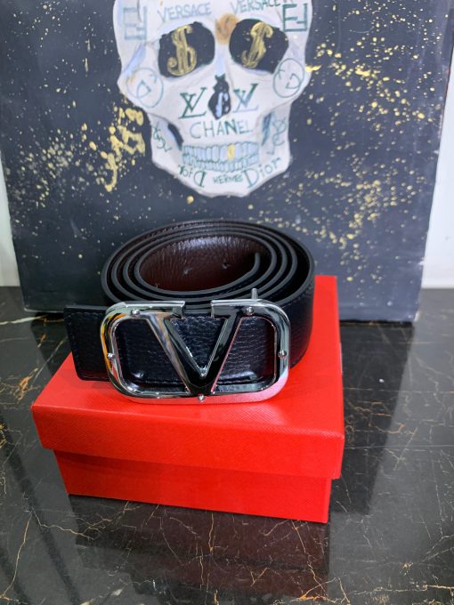 VL Silver Logo Signature Leather Belt - Image 2