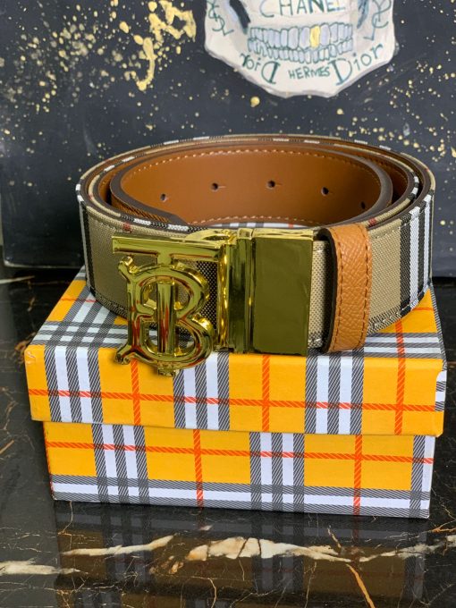 BR Reversible Leather Belt Gold Monogram Buckle