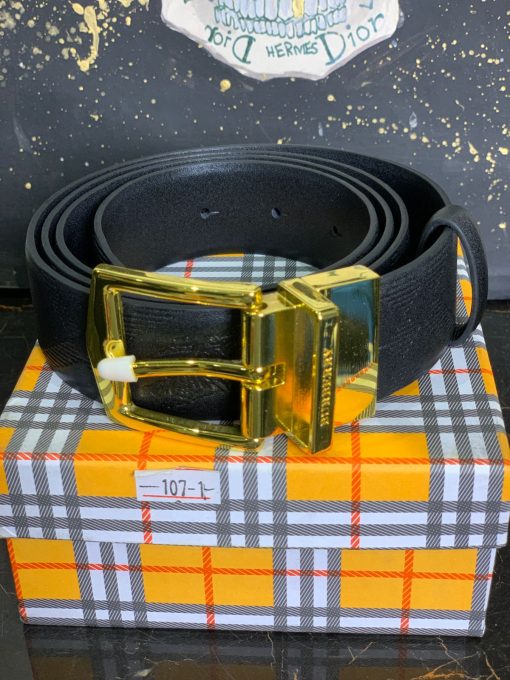 BR Black Double Sided Leather Gold Buckle Belt - Image 3