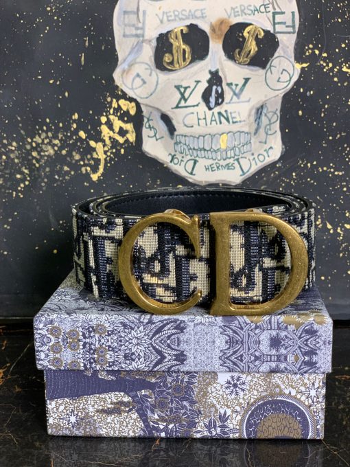 DR Blue Oblique Canvas CD Logo Belt - Image 3