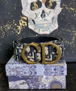 DR Blue Oblique Canvas CD Logo Belt