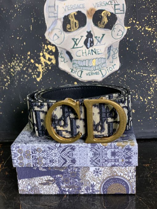 DR Blue Oblique Canvas CD Logo Belt