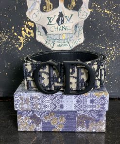 DR Blue Oblique Canvas Black CD Logo Belt