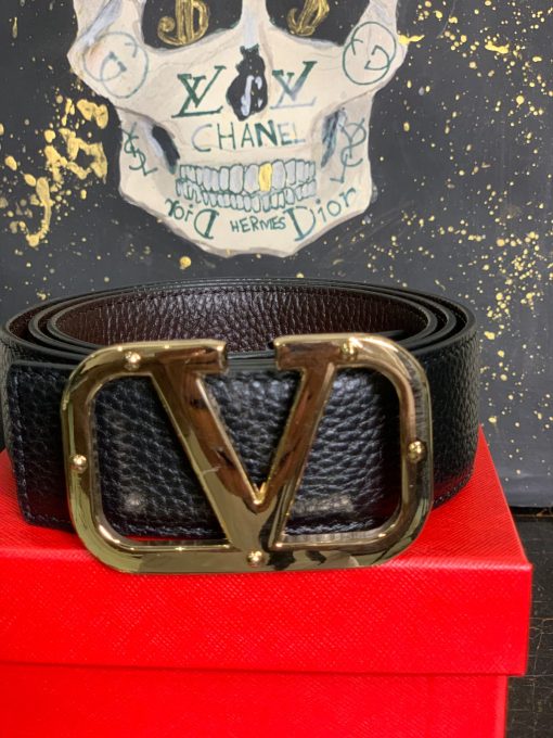 VL Gold Logo Signature Leather Belt - Image 3