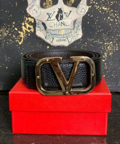 VL Gold Logo Signature Leather Belt