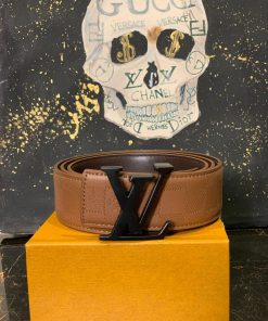 Louis V Brown Leather Belt Black Buckle