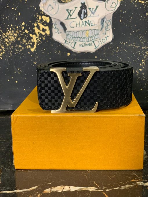 Louis V  Velvet Belt Gold Buckle