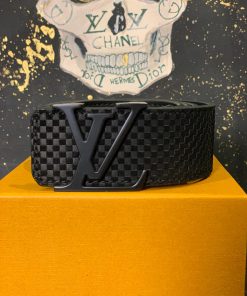 Louis V Belt Matte Black Buckle