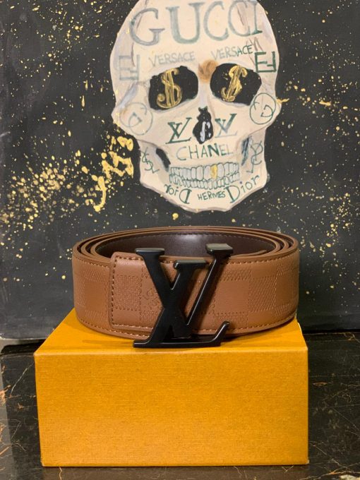 Louis V Brown Leather Belt Black Buckle - Image 2
