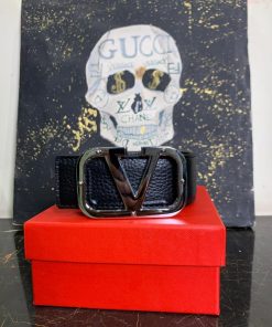 VL Silver Logo Signature Leather Belt
